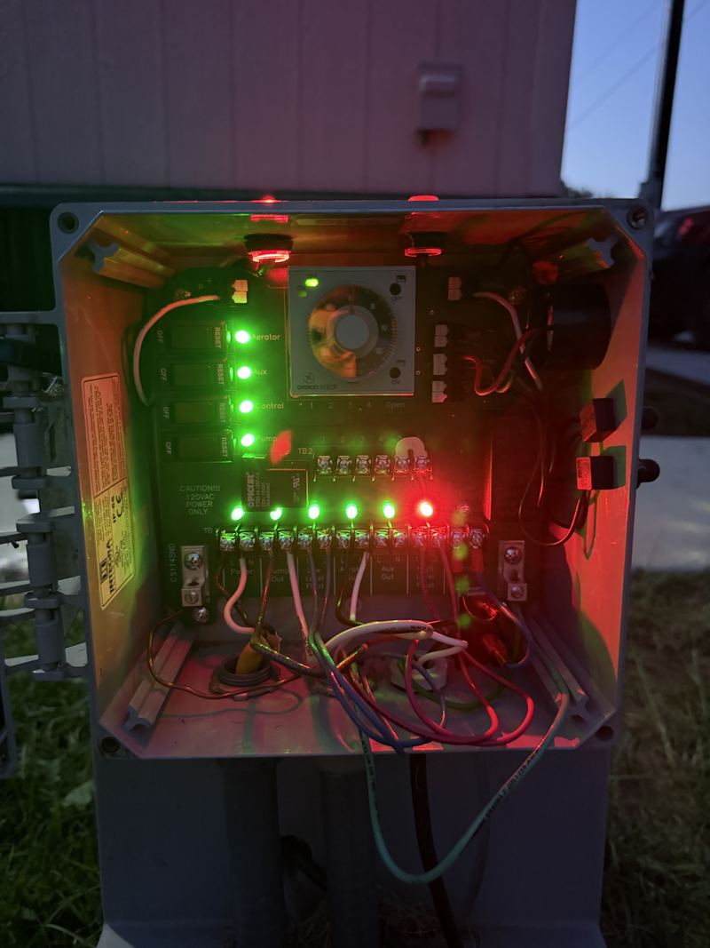 Control panel energized with the alarm indicator lit